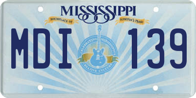 MS license plate MDI139