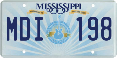MS license plate MDI198