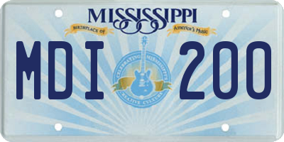 MS license plate MDI200