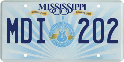 MS license plate MDI202