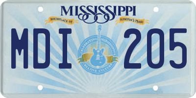 MS license plate MDI205