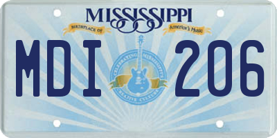 MS license plate MDI206