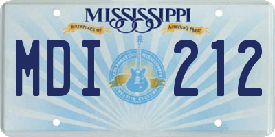 MS license plate MDI212