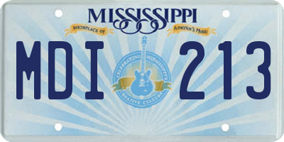MS license plate MDI213