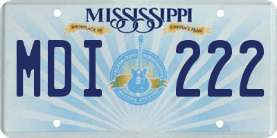 MS license plate MDI222
