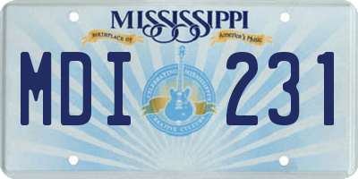 MS license plate MDI231