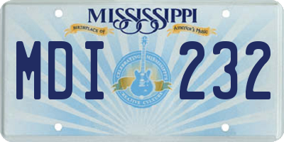MS license plate MDI232