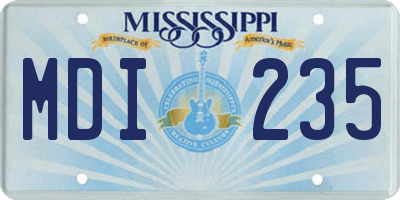 MS license plate MDI235