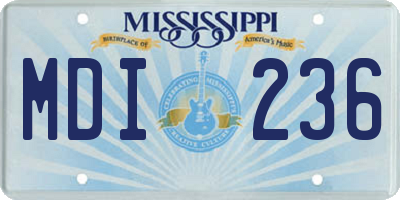 MS license plate MDI236
