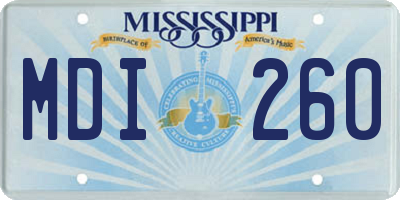 MS license plate MDI260
