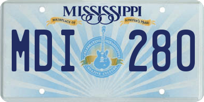MS license plate MDI280