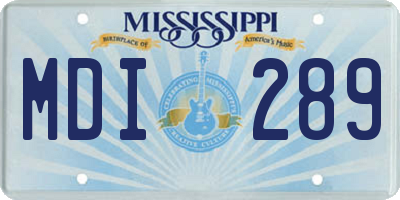 MS license plate MDI289