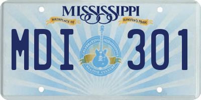 MS license plate MDI301
