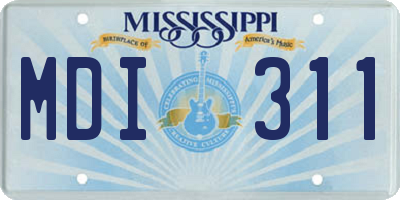 MS license plate MDI311