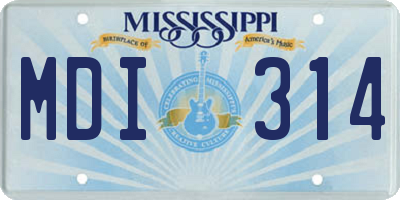 MS license plate MDI314