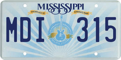 MS license plate MDI315