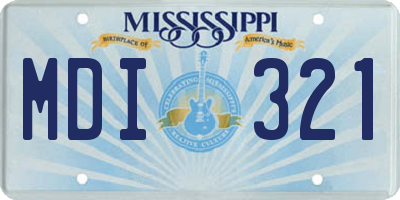MS license plate MDI321