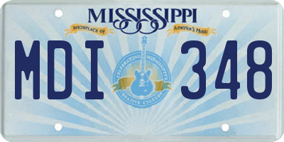MS license plate MDI348