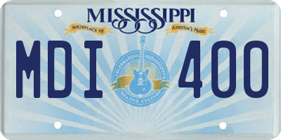 MS license plate MDI400