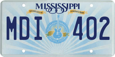 MS license plate MDI402