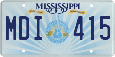 MS license plate MDI415