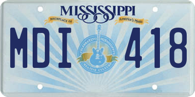 MS license plate MDI418