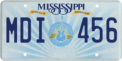 MS license plate MDI456