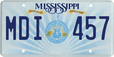 MS license plate MDI457