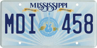 MS license plate MDI458