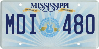 MS license plate MDI480
