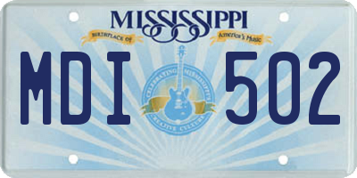 MS license plate MDI502