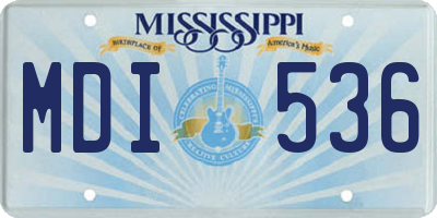 MS license plate MDI536