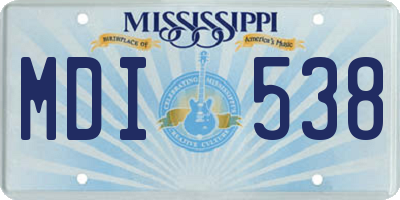 MS license plate MDI538