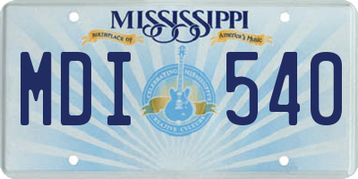 MS license plate MDI540