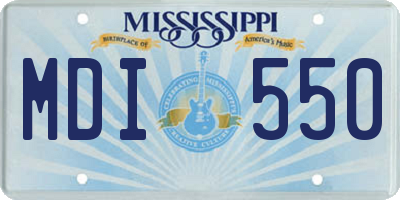 MS license plate MDI550