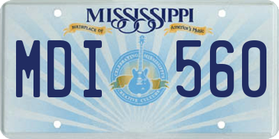MS license plate MDI560