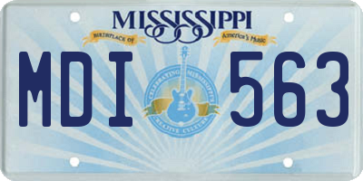 MS license plate MDI563