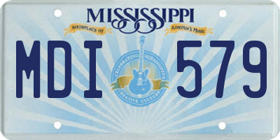 MS license plate MDI579