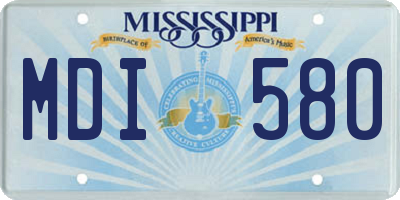 MS license plate MDI580