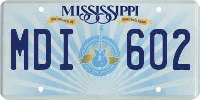 MS license plate MDI602