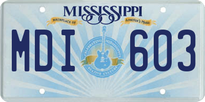 MS license plate MDI603
