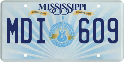 MS license plate MDI609