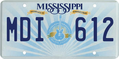 MS license plate MDI612