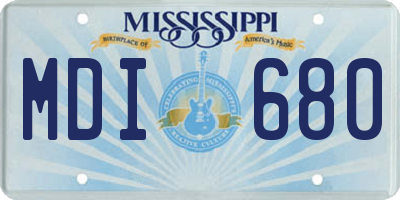 MS license plate MDI680