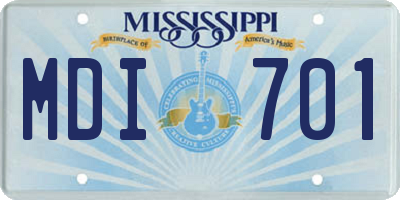 MS license plate MDI701