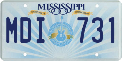 MS license plate MDI731