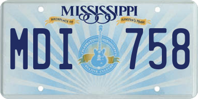 MS license plate MDI758