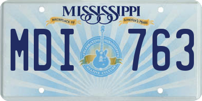 MS license plate MDI763