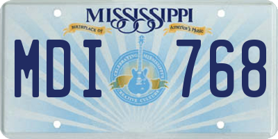 MS license plate MDI768