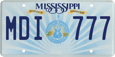 MS license plate MDI777